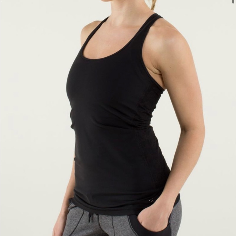 Black Lululemon Cool Racerback Tank with Lace